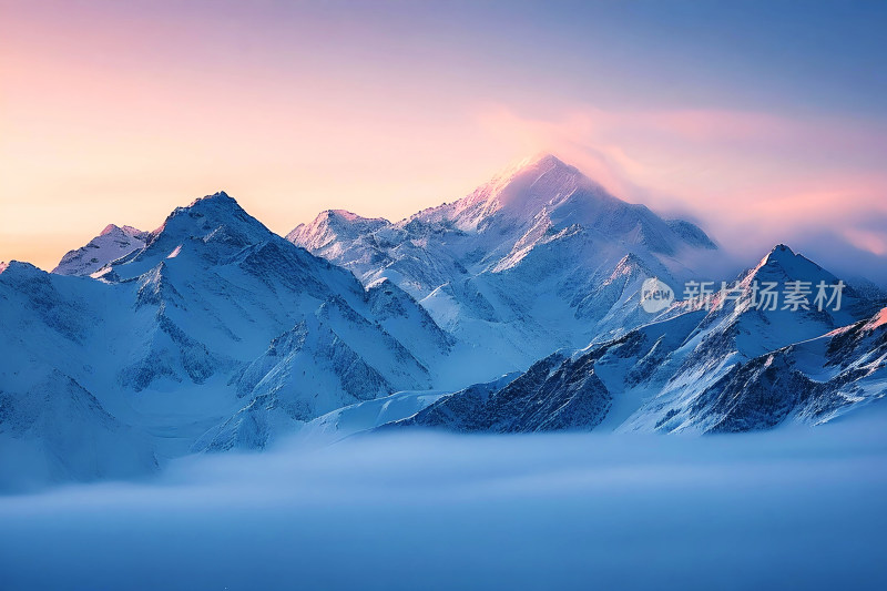 雪山风景冬天天空户外