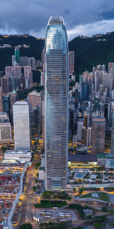 香港维多利亚港CBD中环夜景日出高空航拍