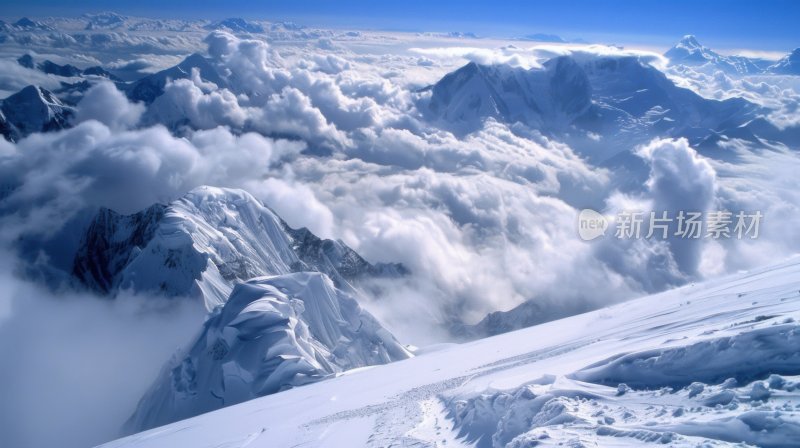 喜马拉雅山脉高峰雪山最高海拔云雾云层