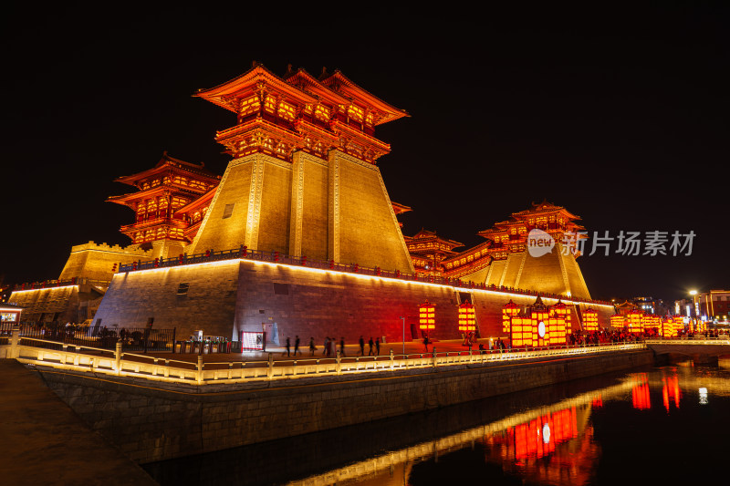 河南洛阳旅游景点应天门夜景