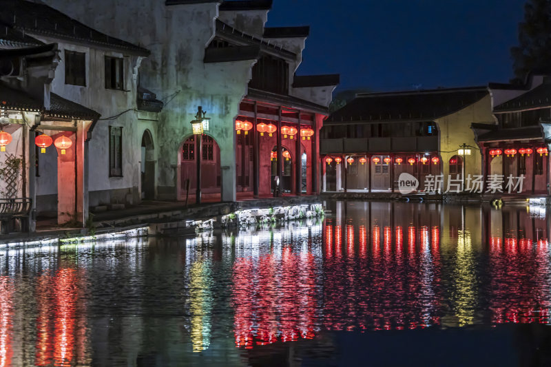 浙江湖州南浔古镇水乡百间楼夜景