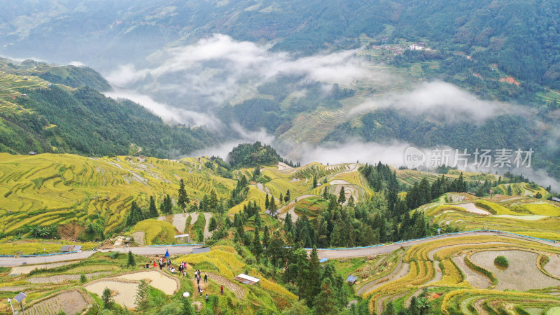 黔东南梯田航拍贵州风光加榜梯田原生态地