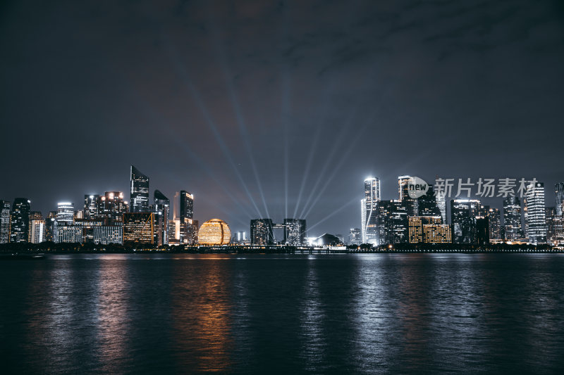 浙江杭州钱江新城城市阳台夜景