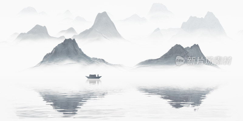 中国风水墨风格山水画