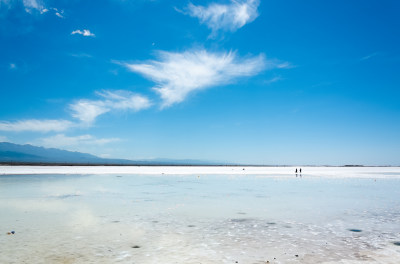 青海海西州茶卡盐湖旅游景区雪白盐湖风光