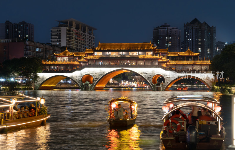 成都安顺廊桥夜景图片