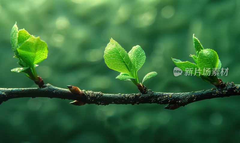 阳光植物发芽逆光树叶嫩芽自然背景