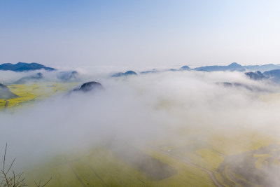 云南罗平老尖山油菜花云海10