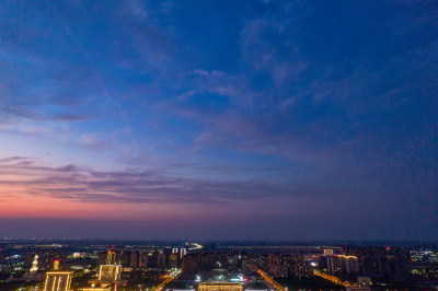 河南周口行政中心市政府周边夜景