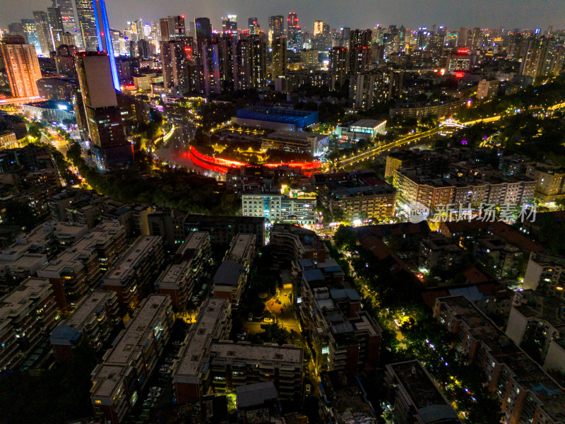 成都夜景交通航拍图