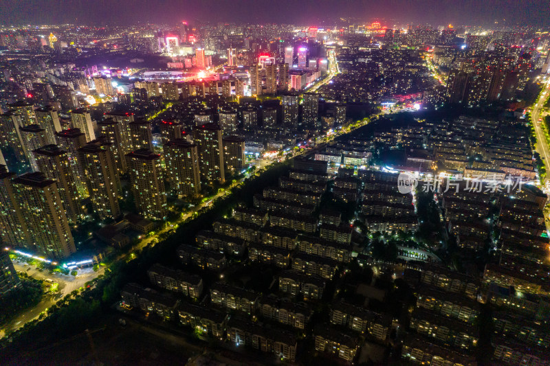 安徽蚌埠新城区城市夜景航拍图