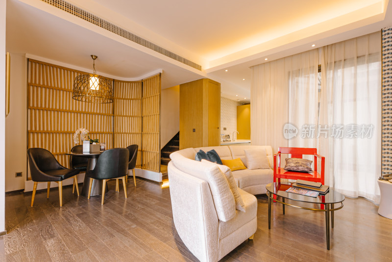 现代风格客厅餐厅室内场景