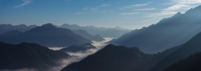 浙江丽水松阳高山山谷云海航拍晨曦