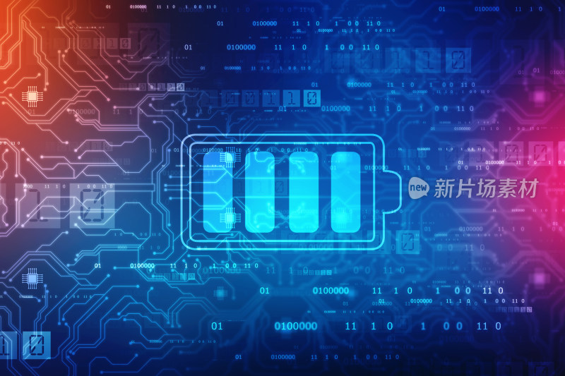 科技感电池与电路板背景图
