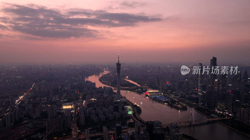 广州夜景航拍照片广州塔珠江新城建筑风光