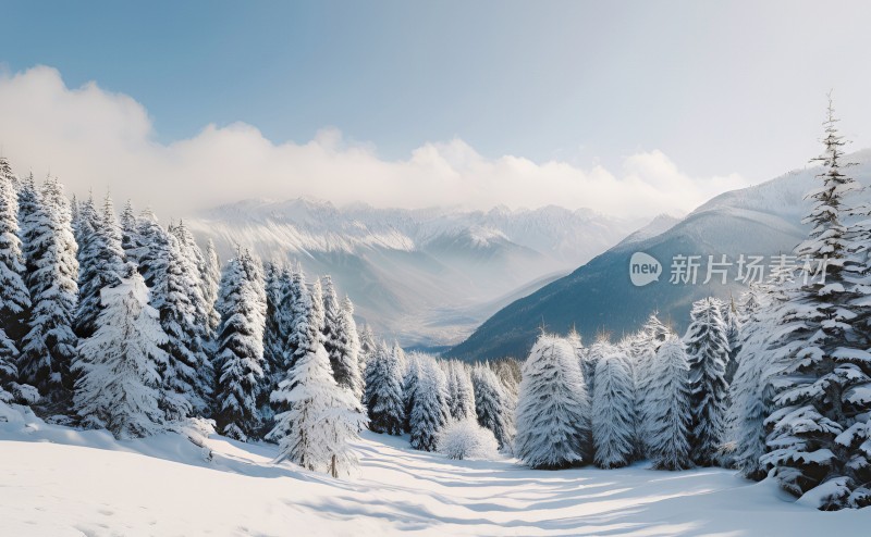 冬季森林白雪覆盖风景