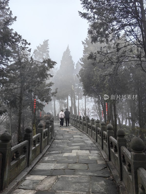 湖北省武当山景区南岩宫旅游步道台阶游客