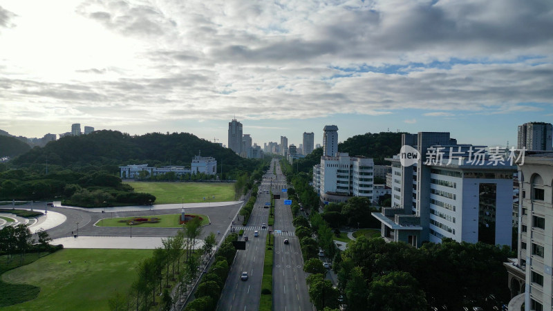 航拍台州城市风光地标建筑