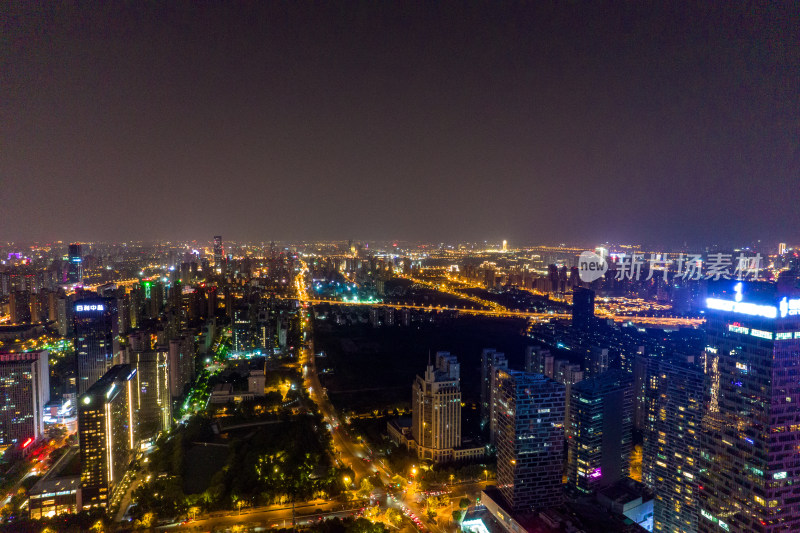 航拍安徽蚌埠城市夜景灯光