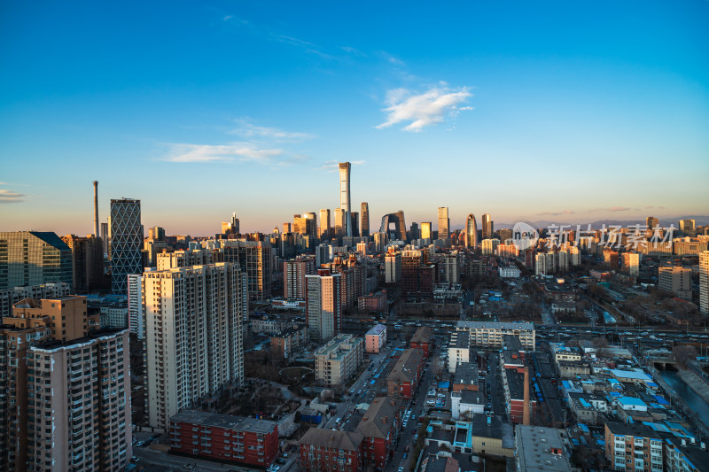 北京城市高空全景展现众多高楼建筑