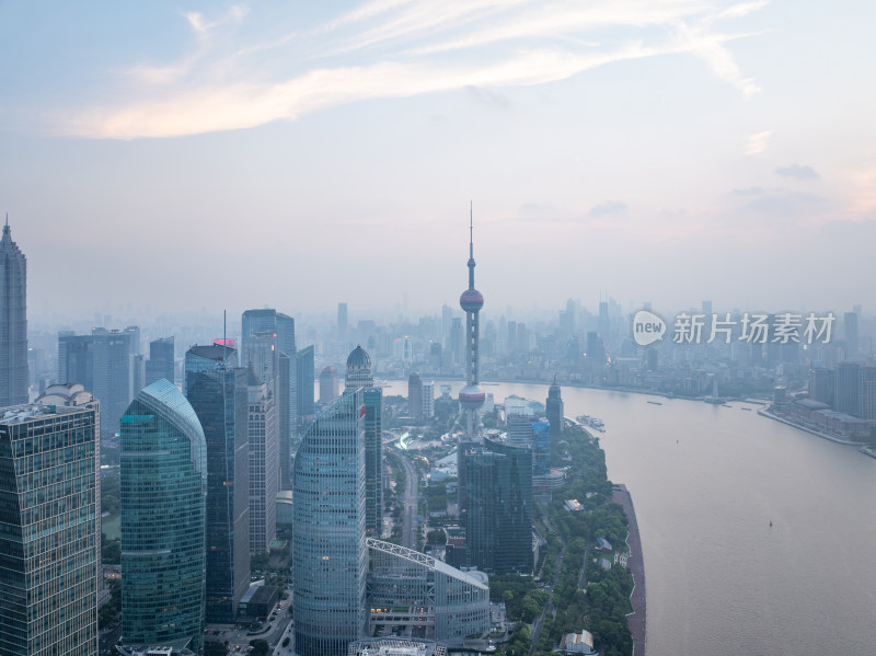 航拍上海陆家嘴高金融中心密集高楼群夜景