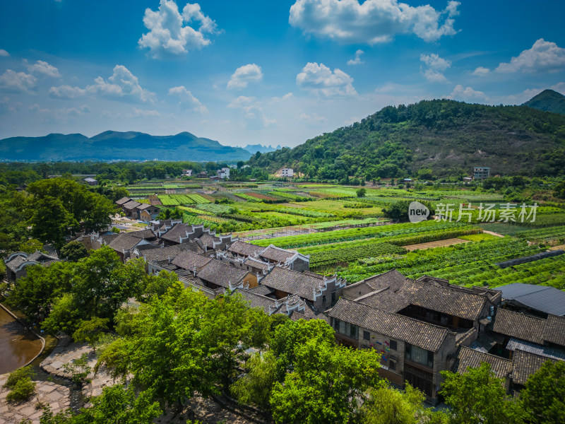 航拍桂林大圩东漓古村风光