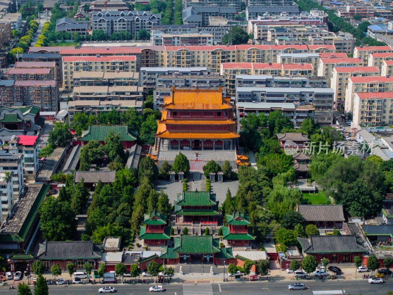 航拍夏季许昌文庙春秋楼关圣殿景区古建筑