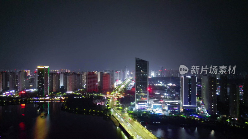 航拍安徽蚌埠大景蚌埠夜景