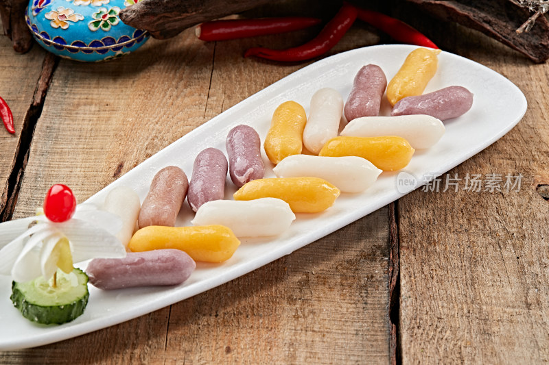 火锅食材彩色韩式年糕条