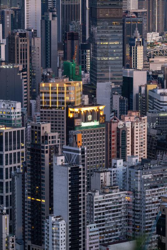 香港维多利亚港CBD中环夜景日出繁华都市