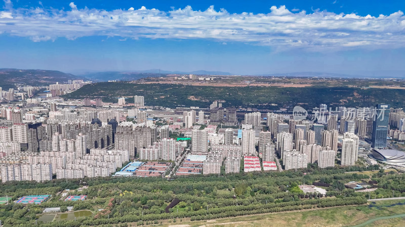 陕西宝鸡城市建设航拍图