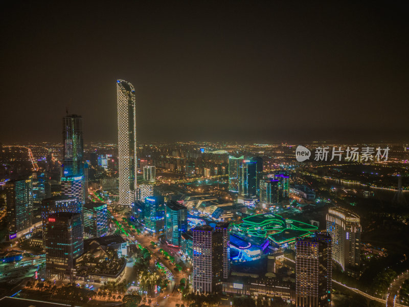 航拍江苏苏州夜景苏州大景苏州建设