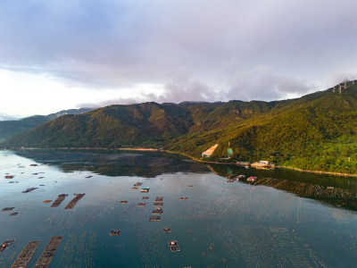 大海海洋清晨航拍图