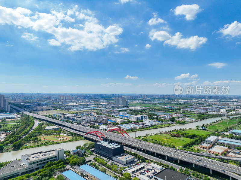 航拍昆山城市乡村建筑风光大景