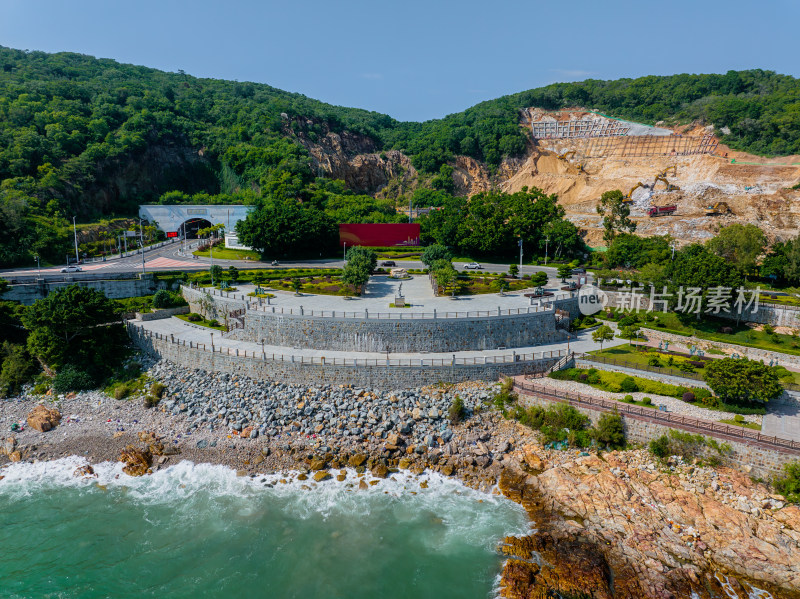 航拍夏季白天广东汕头南澳岛海丝广场风光