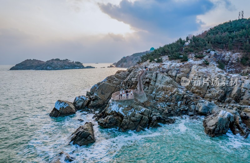 威海环海路猫头山观景台风光