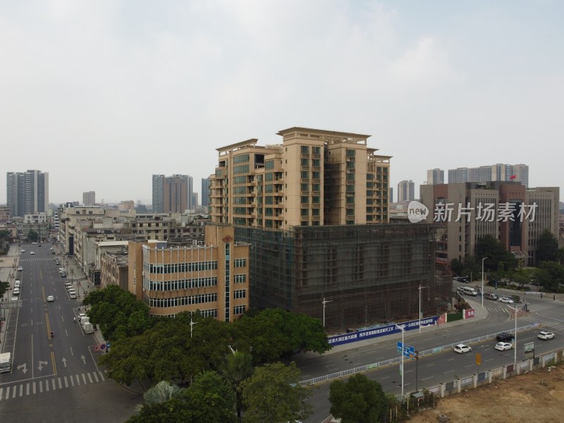 航拍广东省东莞市道滘镇城市风光