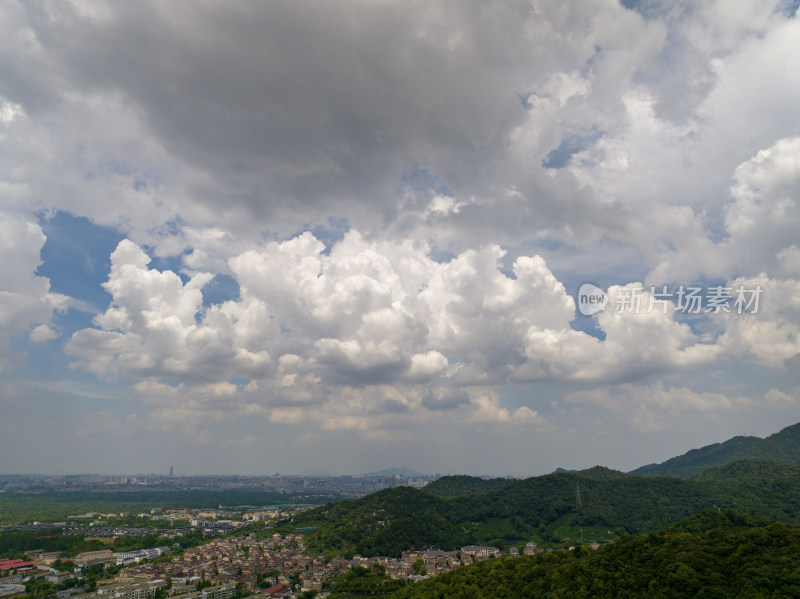 航拍杭州西湖区城市风光