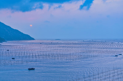 福建宁德霞浦海上日出自然风光