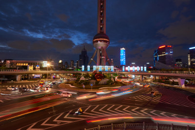 上海陆家嘴的夜景