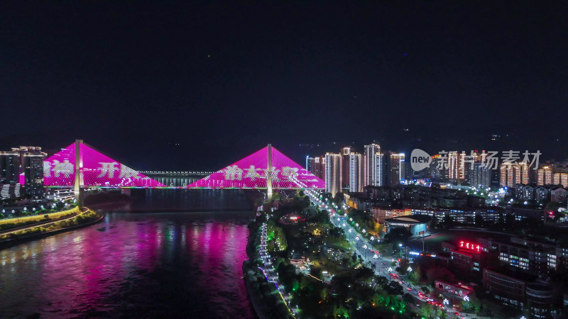 航拍四川宜宾长江大桥夜景摄影图