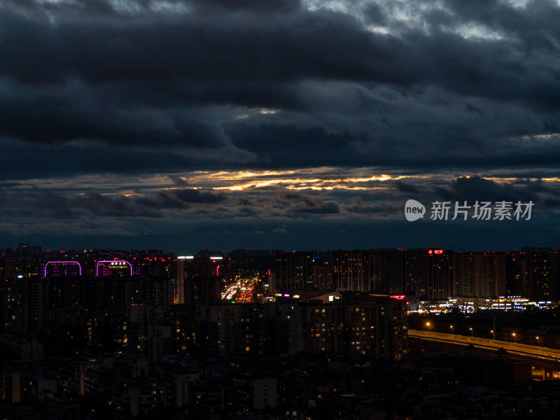 城市日落晚霞夜景