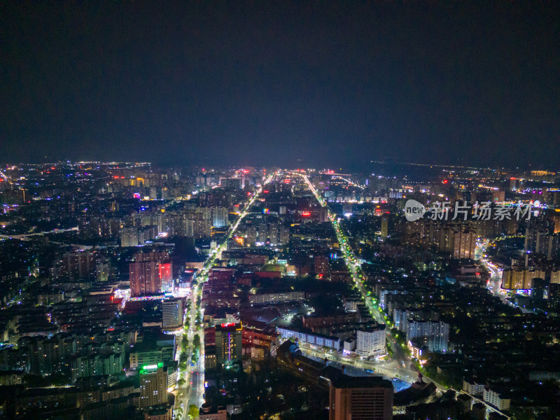 江西抚州城市夜景航拍图