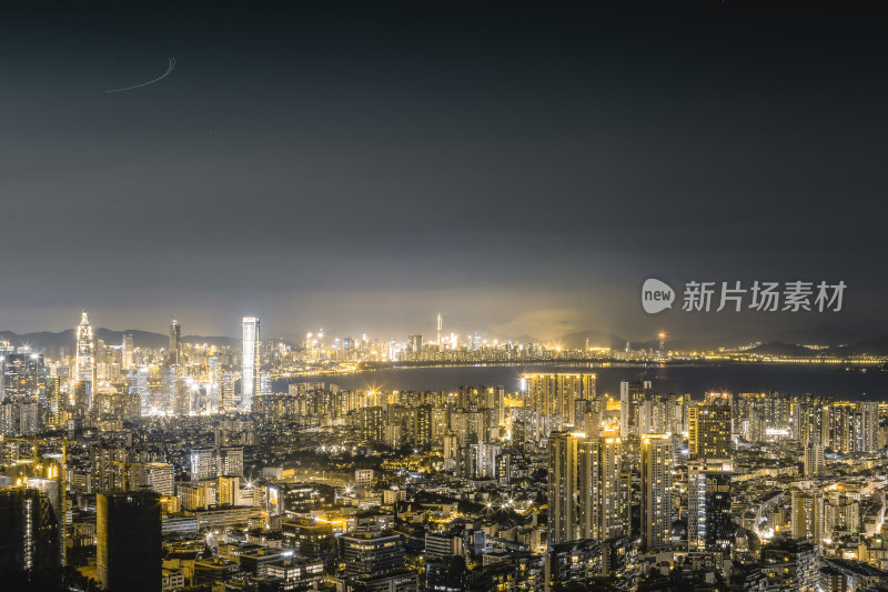 深圳夜景南山区景观深圳湾城市黑金风格