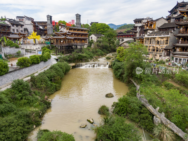 湖南湘西芙蓉镇4a景区航拍摄影图