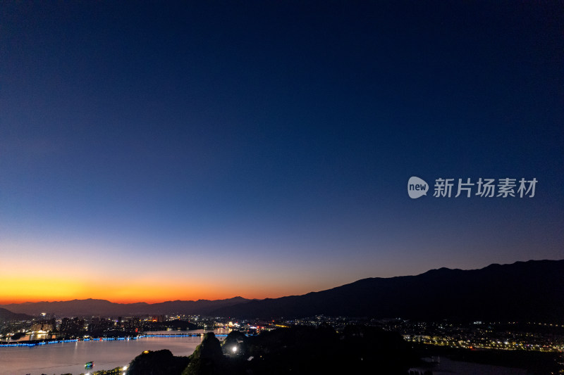 广东肇庆星湖景区夜景晚霞航拍摄影图