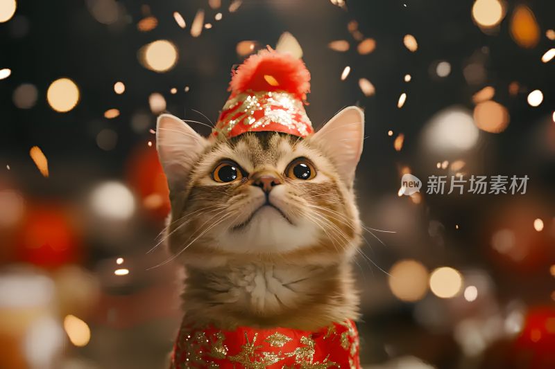 猫冬季新年氛围图