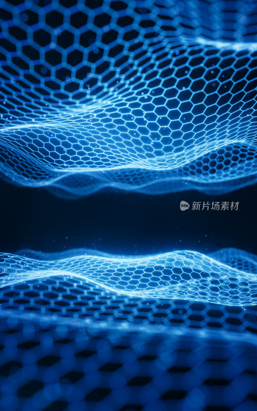 六边形科技网格背景3D渲染