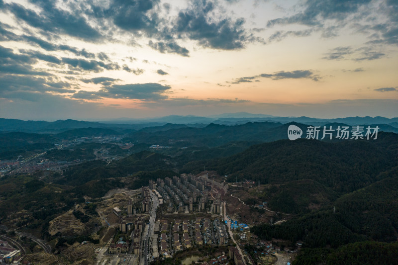 湖南怀化城市日落晚霞夕阳