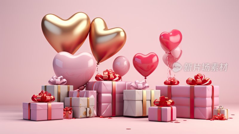 粉色生日派对气球礼盒